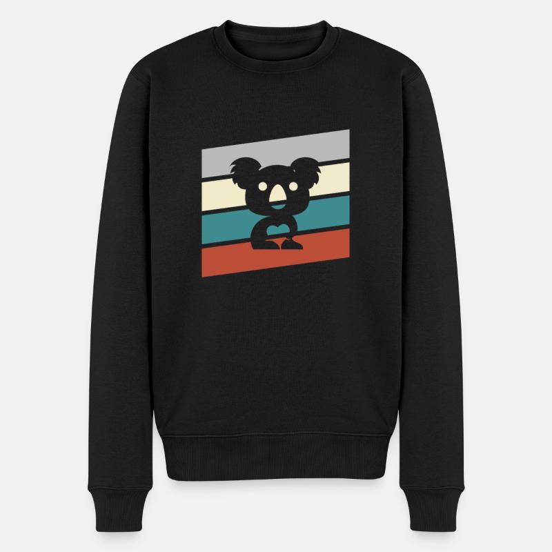 Koala Retro - Männer Premium Bio Pullover - Schwarz