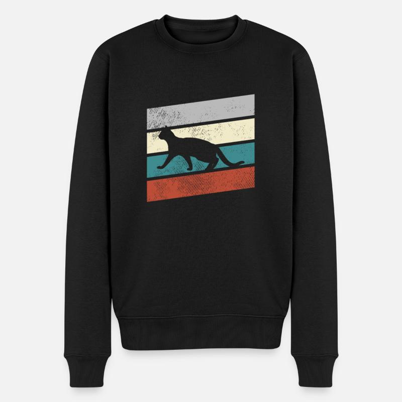 Katze Retro - Männer Premium Bio Pullover - Schwarz