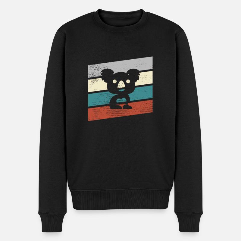Koala Retro - Männer Premium Bio Pullover - Schwarz
