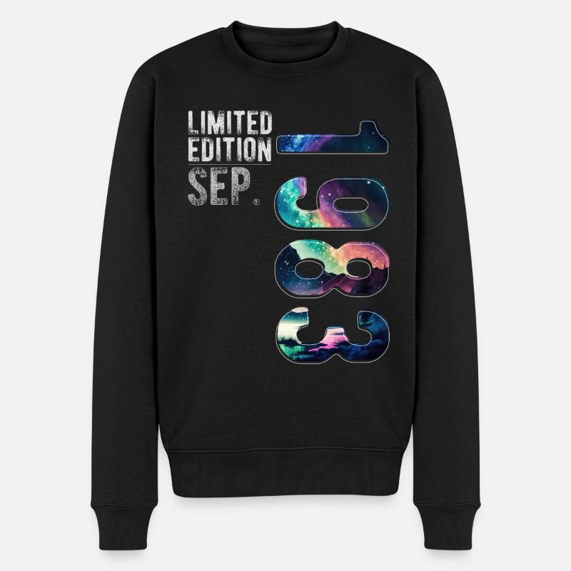 Jahrgang 1983 September Geburtstag Nordlichter - Männer Premium Bio Pullover - Schwarz