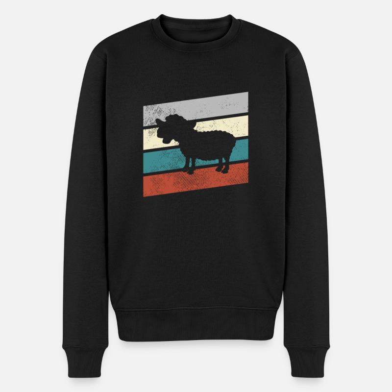 Schaf Retro - Männer Premium Bio Pullover - Schwarz