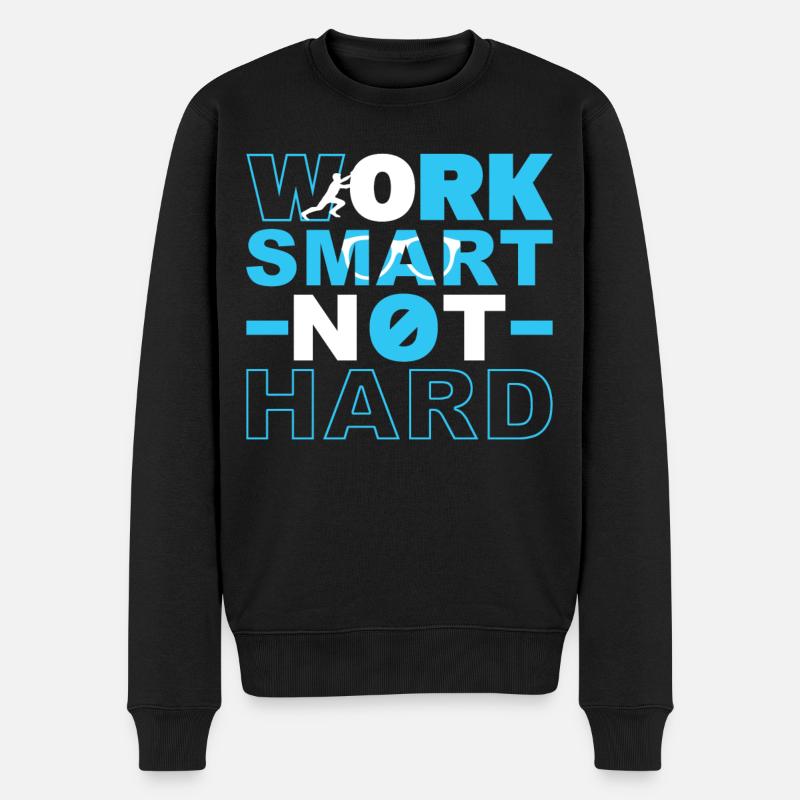 Klug Arbeiten, Nicht Hart - Männer Premium Bio Pullover - Schwarz