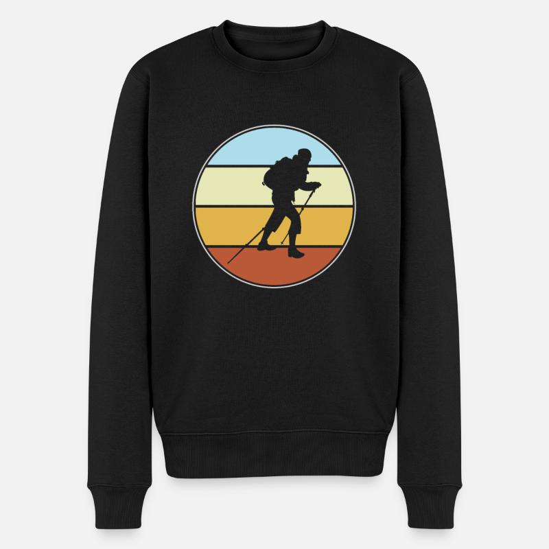 Wandern Retro - Männer Premium Bio Pullover - Schwarz