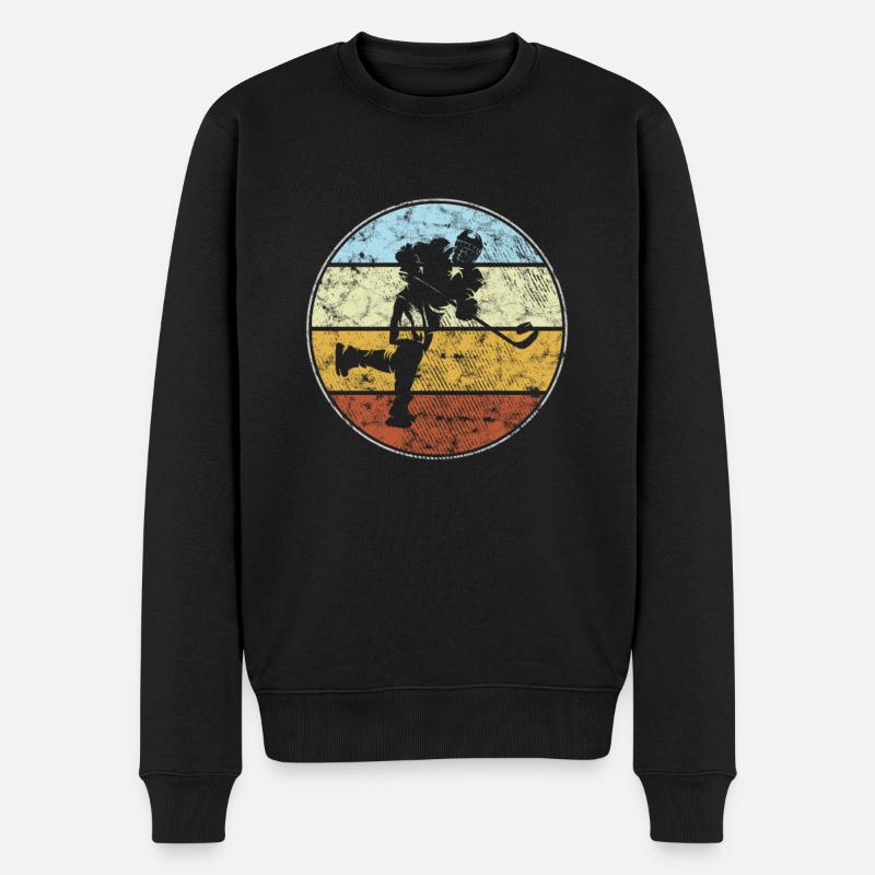 Eishockey Retro - Männer Premium Bio Pullover - Schwarz