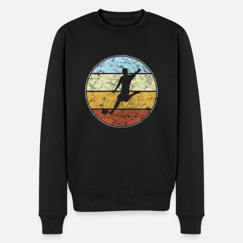 Fußball Retro - Männer Premium Bio Pullover - Schwarz