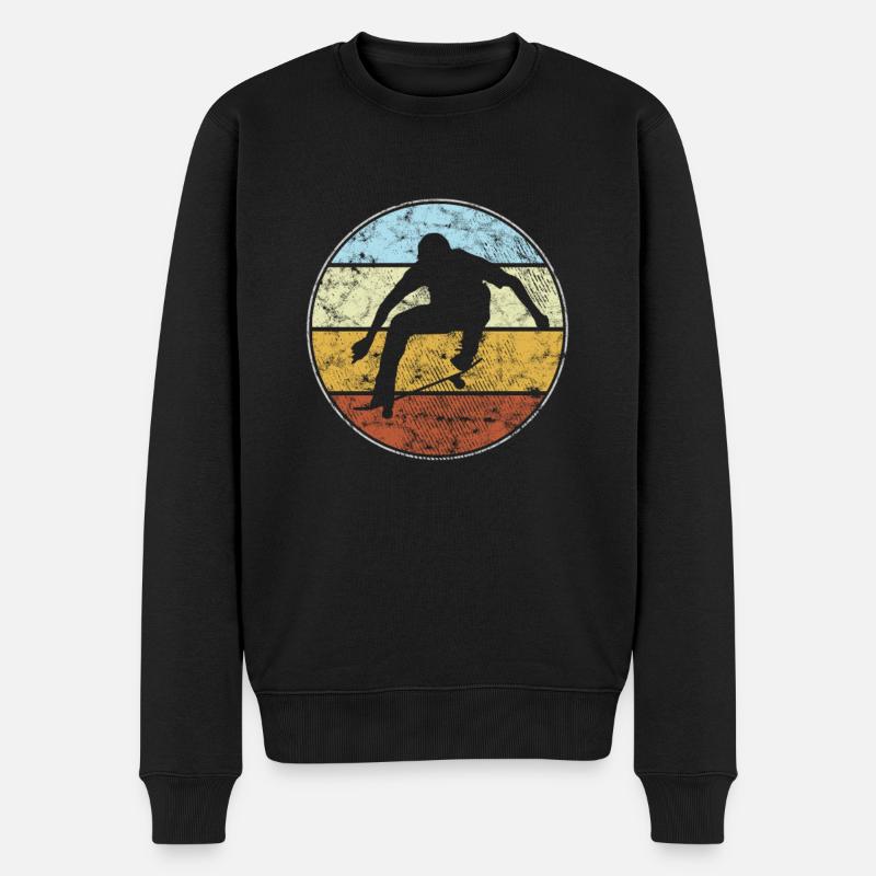 Skating Retro - Männer Premium Bio Pullover - Schwarz