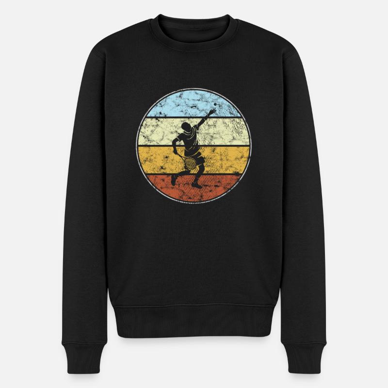 Tennis Retro - Männer Premium Bio Pullover - Schwarz