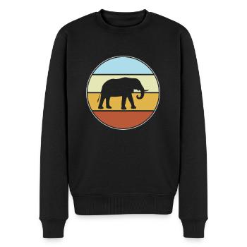 Elefant Retro - Männer Premium Bio Pullover - Schwarz - Vorne - Nico (187cm)