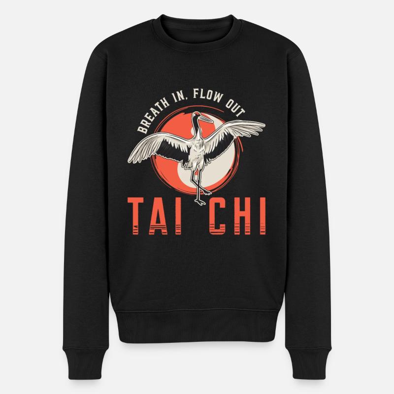 Tai Chi Breath In Flow Out Taichi Meditation Taiji - Männer Premium Bio Pullover - Schwarz