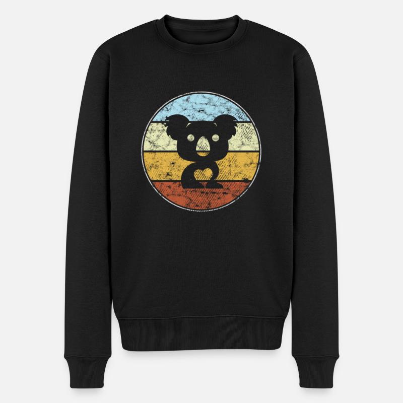 Koala Bär Retro - Männer Premium Bio Pullover - Schwarz