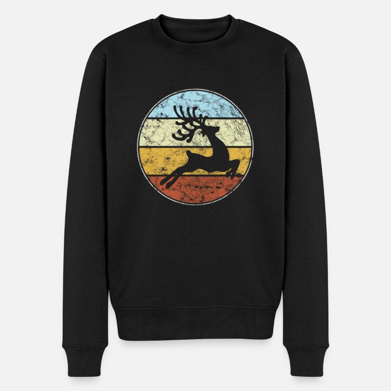 Elch Retro - Männer Premium Bio Pullover - Schwarz