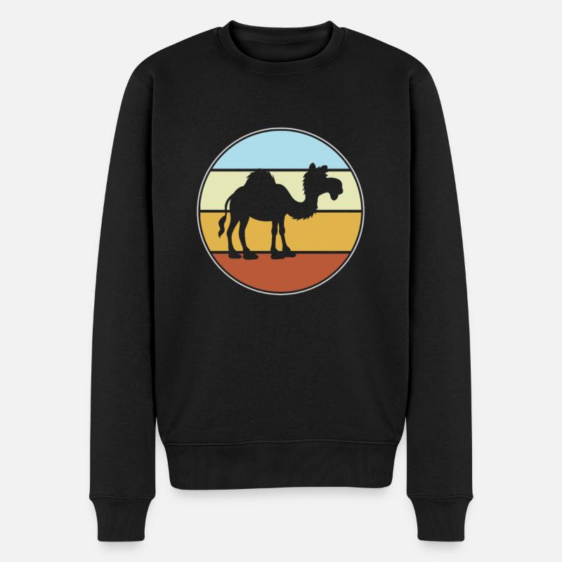 Dromedar Retro - Männer Premium Bio Pullover - Schwarz