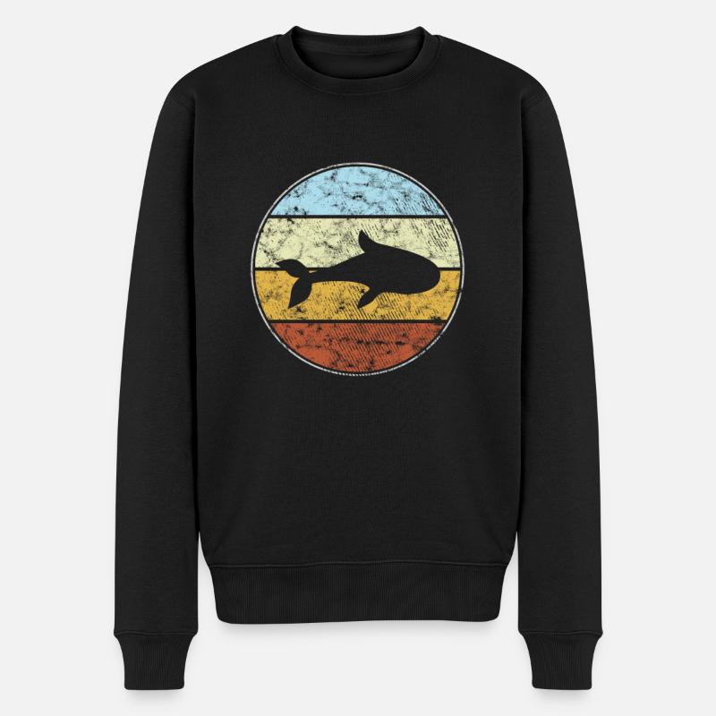 Fisch Retro - Männer Premium Bio Pullover - Schwarz