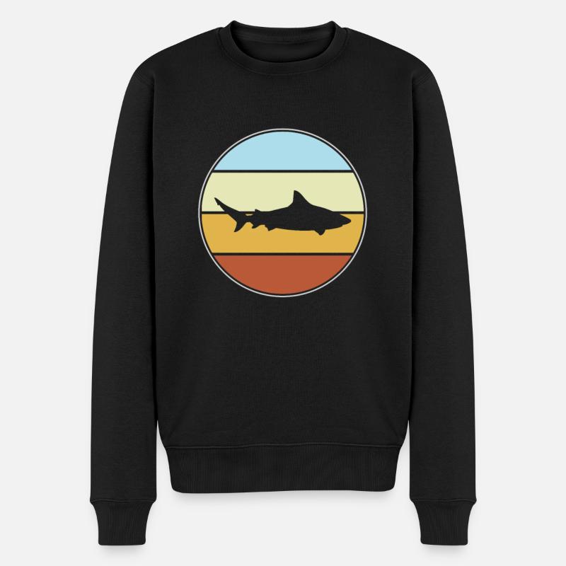 Hai Retro - Männer Premium Bio Pullover - Schwarz