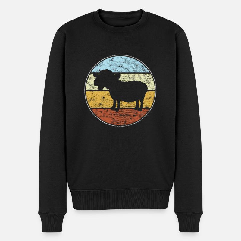 Schaf Retro - Männer Premium Bio Pullover - Schwarz
