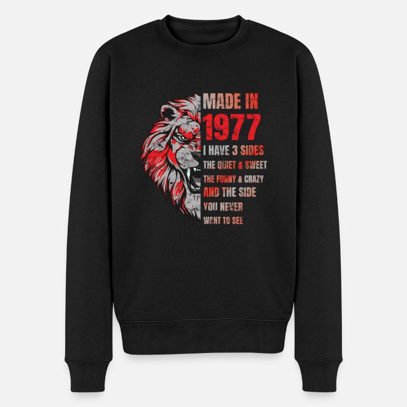 1977 Geburtstag Lion made in - Männer Premium Bio Pullover - Schwarz