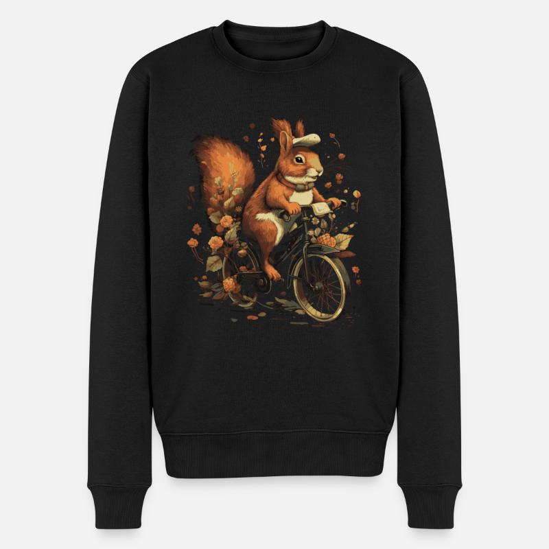 Squirrel Riding A Bicycle - Männer Premium Bio Pullover - Schwarz