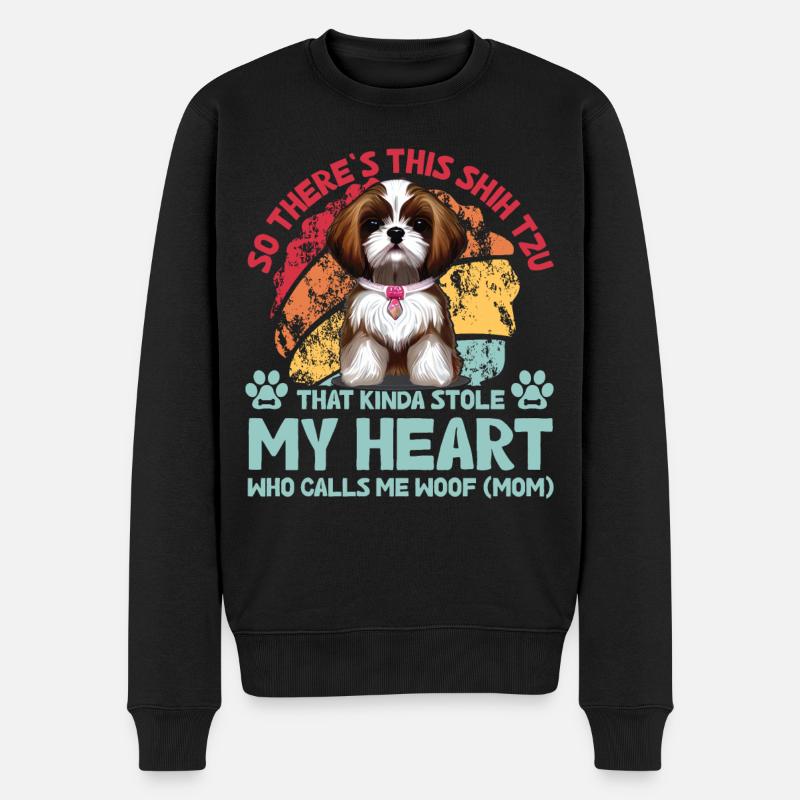 Shih Tzu Drôle de dicton - Pull Premium bio Homme - noir