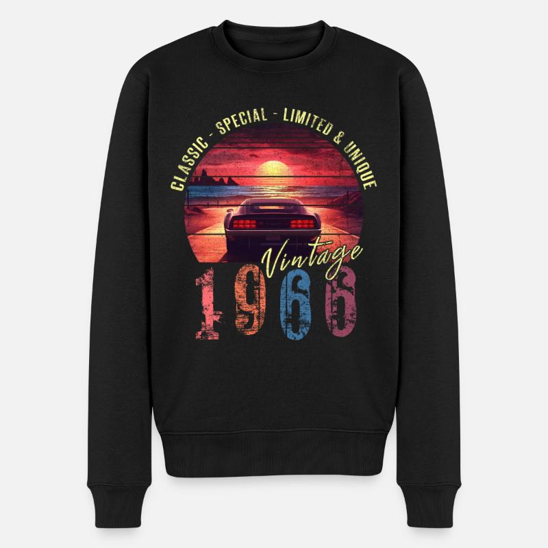 Vintage 1966 Geburtstag Synthwave Geburtsjahr 1966 - Männer Premium Bio Pullover - Schwarz