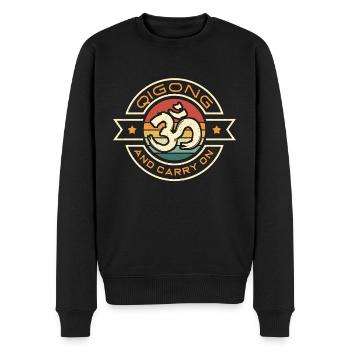 Qigong And Carry On Retro Martial Arts Meditation - Männer Premium Bio Pullover - Schwarz - Vorne - Nico (187cm)