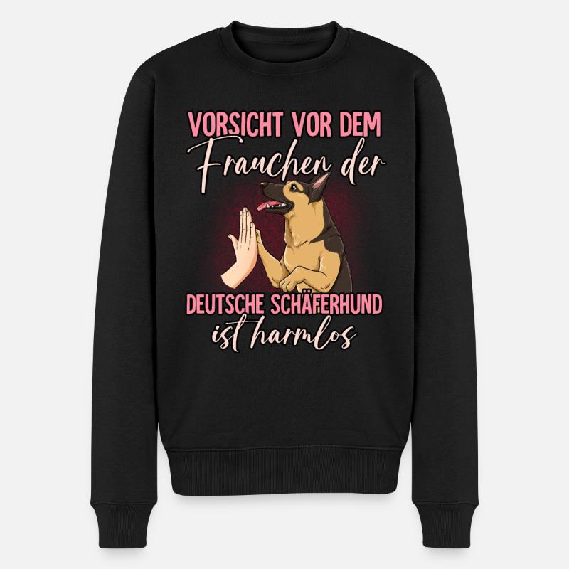 Vorsicht vor dem Frauchen Deutscher Schäferhund - Männer Premium Bio Pullover - Schwarz