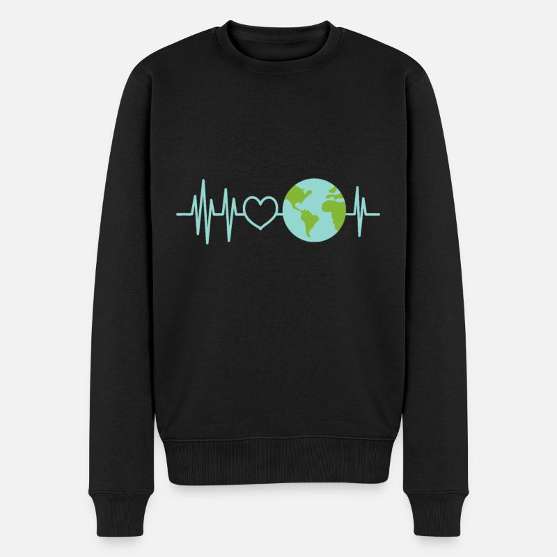 Herzschlag der Erde Tag der Erde - Männer Premium Bio Pullover - Schwarz