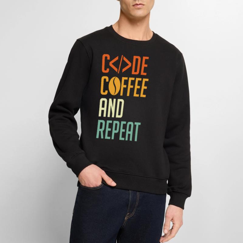 Coder Spruch Code Coffee and Repeat Männer Premium Bio Pullover