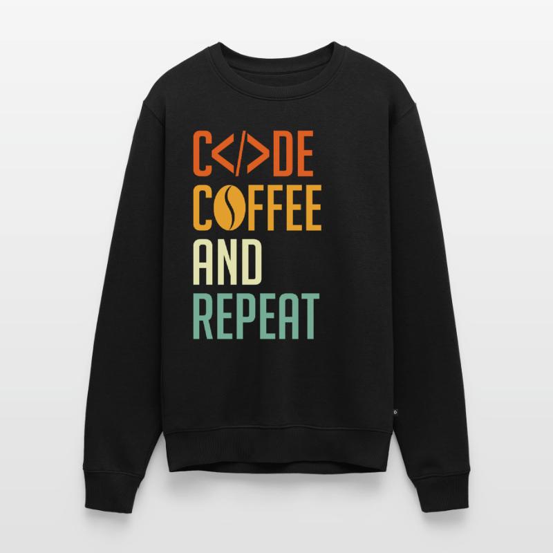 Coder Spruch Code Coffee and Repeat Männer Premium Bio Pullover