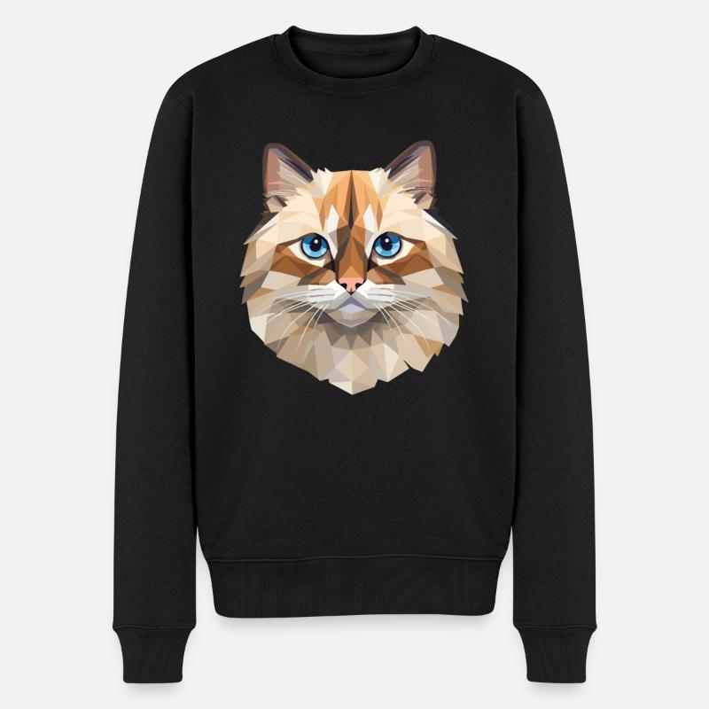 Birman Cat Polygon Design - Männer Premium Bio Pullover - Schwarz