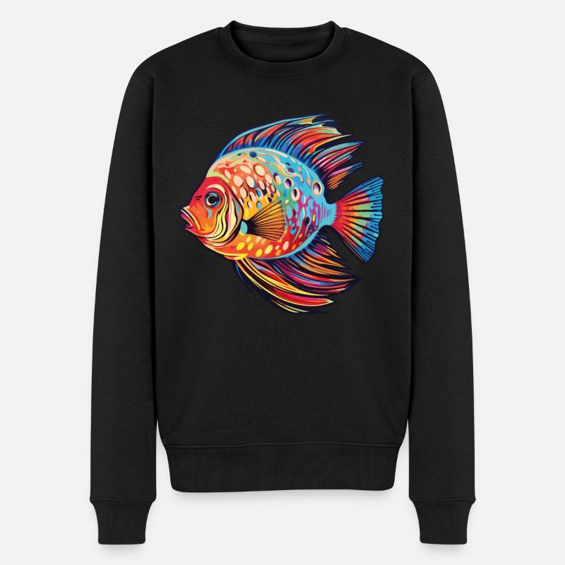 Aquarium de poissons discus - Pull Premium bio Homme - noir