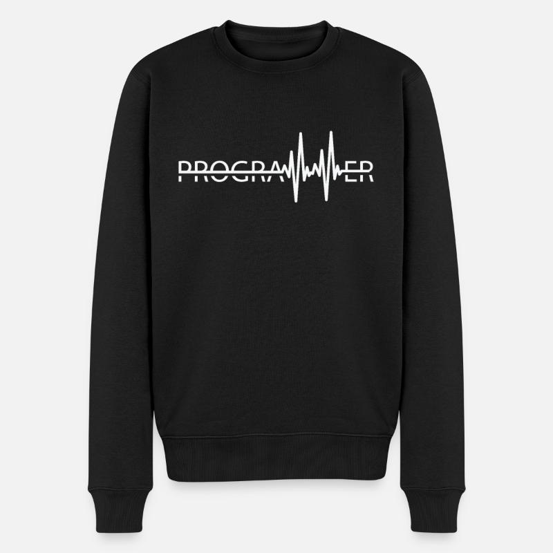 Programmierer Heartbeat Programmierung Coder - Männer Premium Bio Pullover - Schwarz