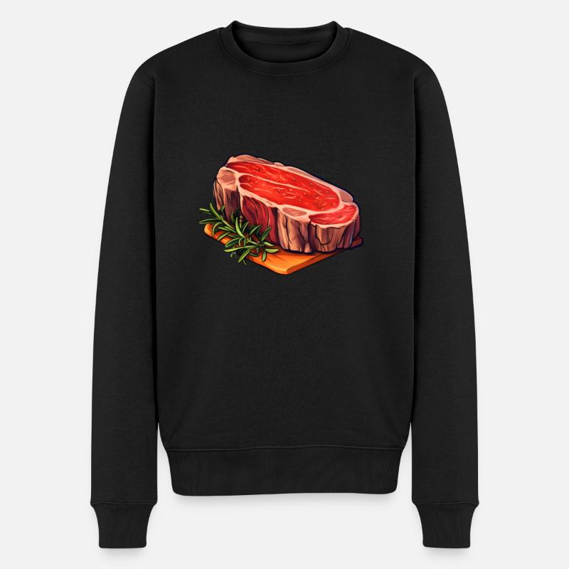 Steak Viande Nourriture - Pull Premium bio Homme - noir