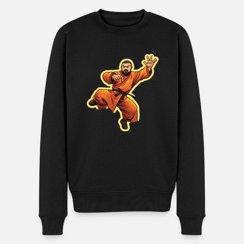 Kung Fu Kämpfer - Männer Premium Bio Pullover - Schwarz