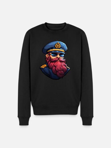 Matrose mit Bart - Männer Premium Bio Pullover - Schwarz