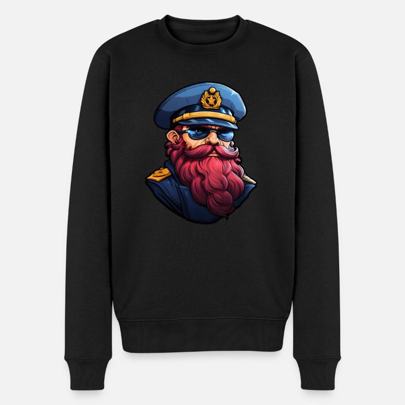 Matrose mit Bart - Männer Premium Bio Pullover - Schwarz