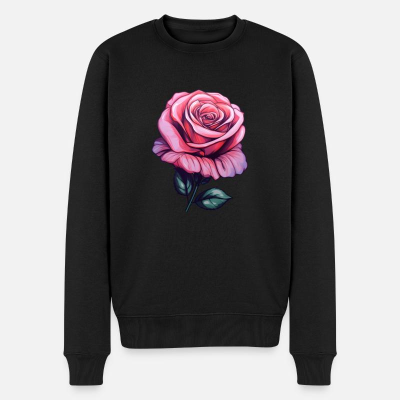 Rose Pastellfarbe Pink - Männer Premium Bio Pullover - Schwarz