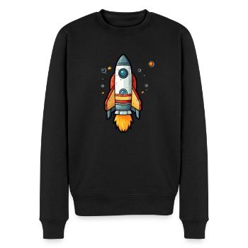 Rakete - Männer Premium Bio Pullover - Schwarz - Vorne - Nico (187cm)