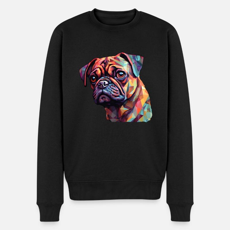 Mops Polygon - Männer Premium Bio Pullover - Schwarz