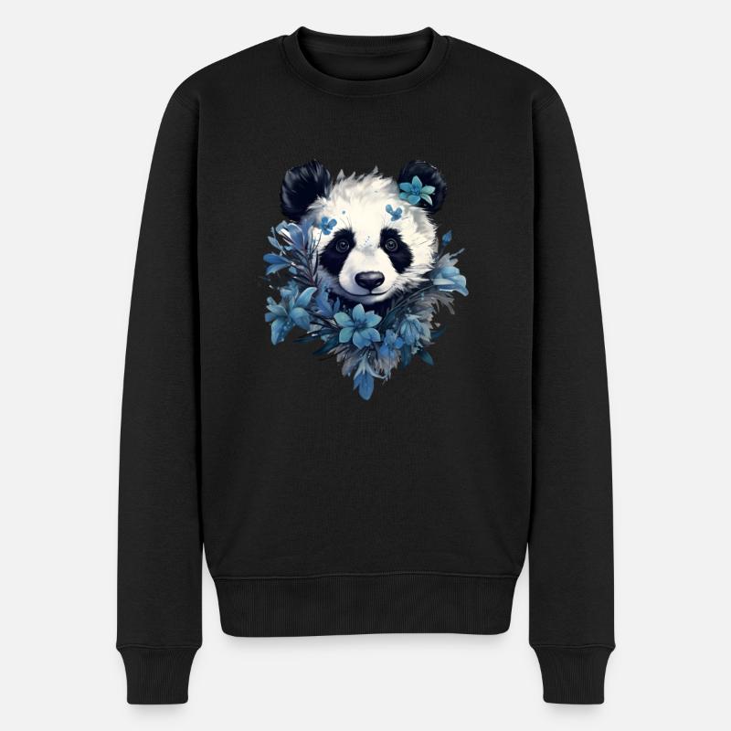 Conception de fleurs de panda - Pull Premium bio Homme - noir