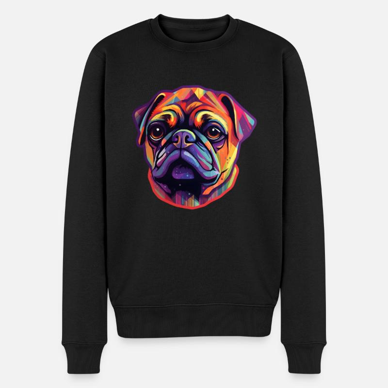 Mops Regenbogenfarben - Männer Premium Bio Pullover - Schwarz