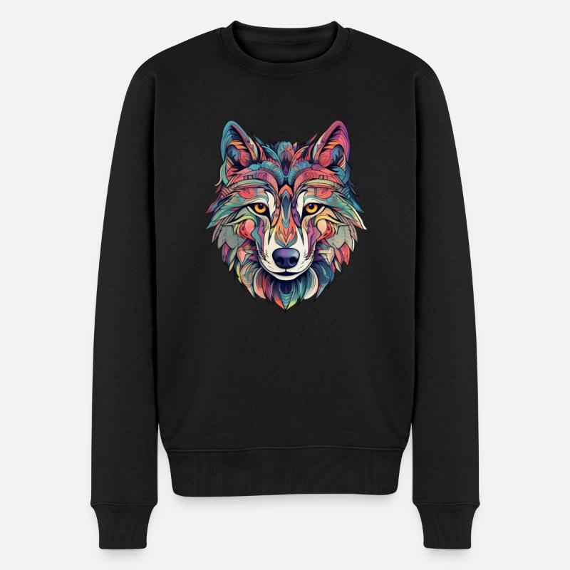 Wolf Ästhetik - Männer Premium Bio Pullover - Schwarz