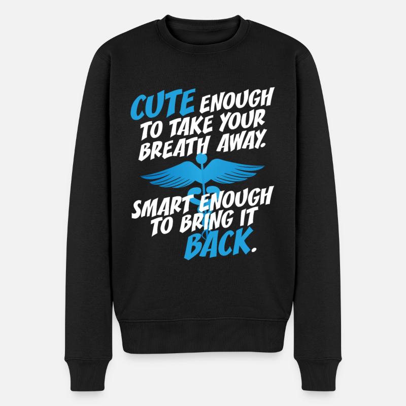Cute Enough To Take Your Breath Away Arzt Ärztin - Männer Premium Bio Pullover - Schwarz