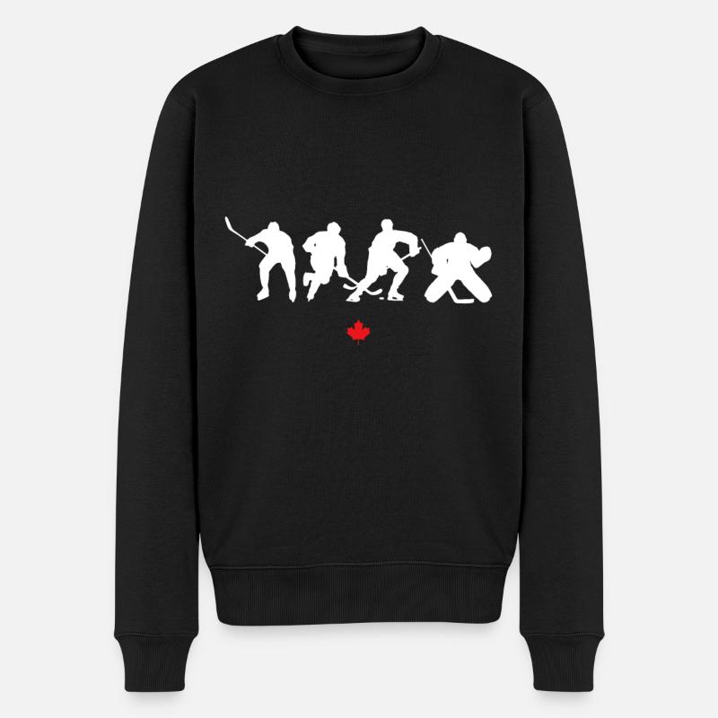 Eishockeyspieler Silhouette Kanada - Männer Premium Bio Pullover - Schwarz