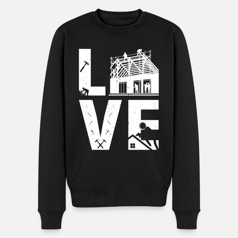 Love Roofing - Les couvreurs adorent la toiture - Pull Premium bio Homme - noir
