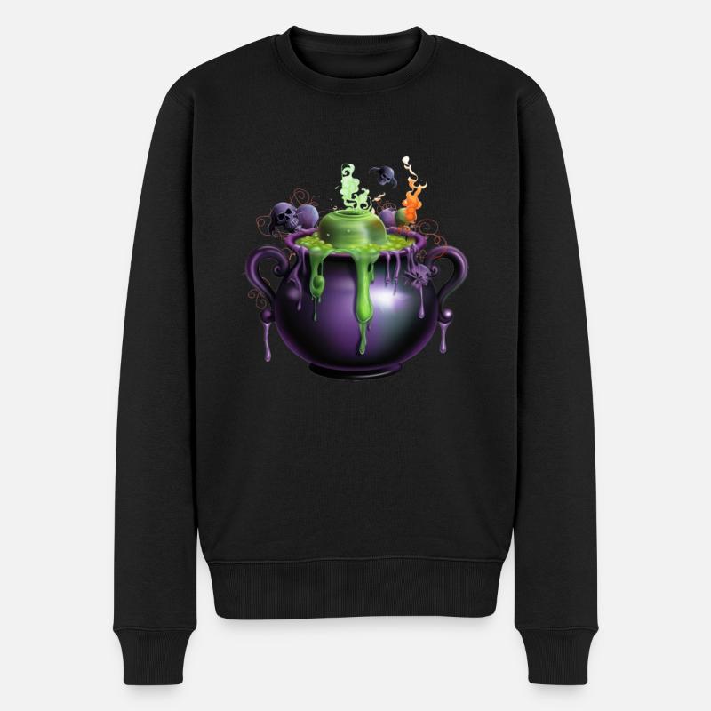 Gruseliges Halloween-Design Schauriger Hexenkessel - Männer Premium Bio Pullover - Schwarz
