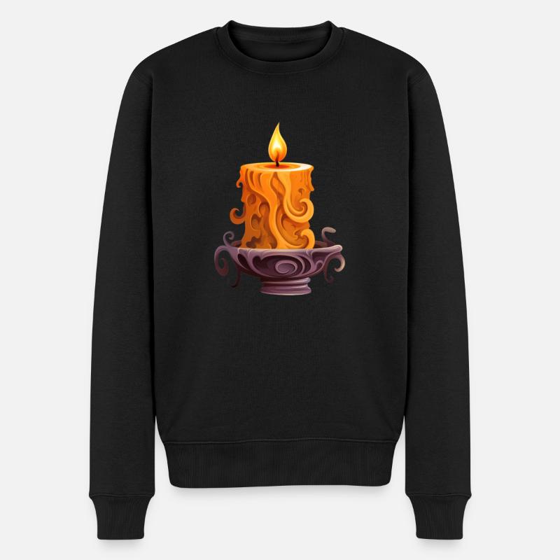 Spooky Candlelight: Halloween Pumpkin Design - Pull Premium bio Homme - noir