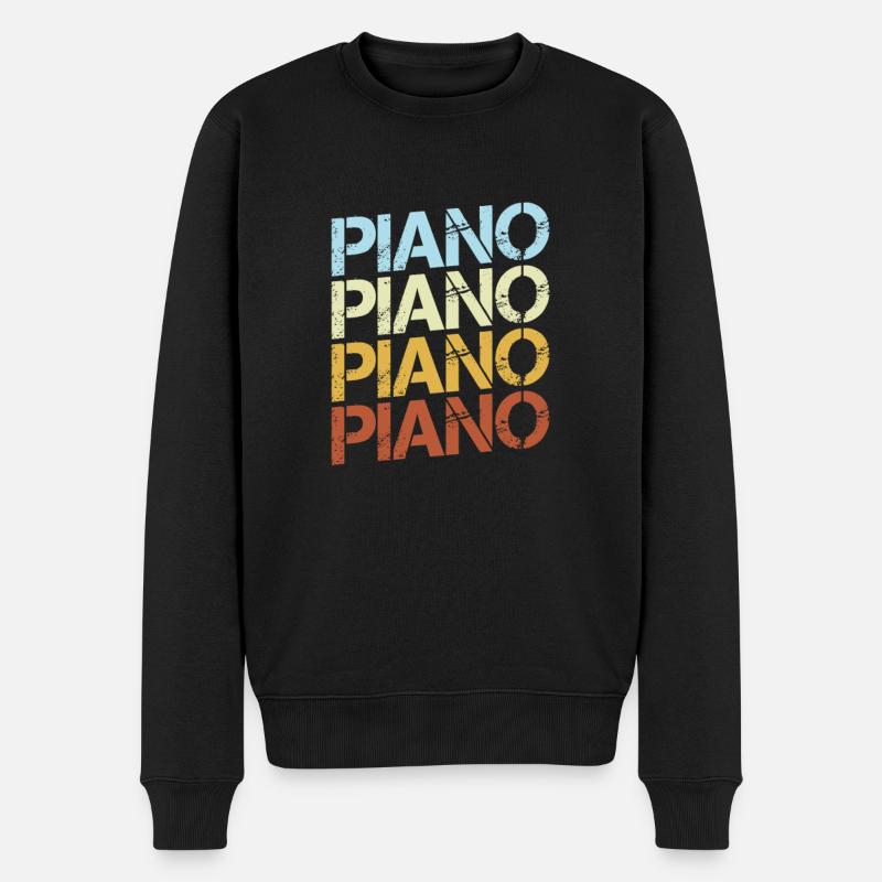 Klavier Retro - Männer Premium Bio Pullover - Schwarz