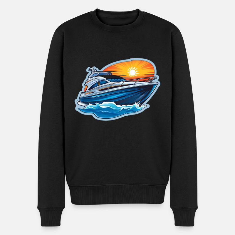 Yacht Boot - Männer Premium Bio Pullover - Schwarz
