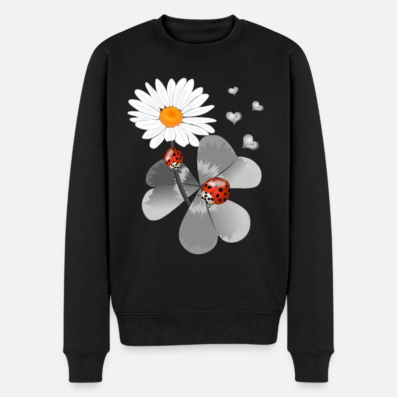 Trèfle avec coccinelle - Pull Premium bio Homme - noir