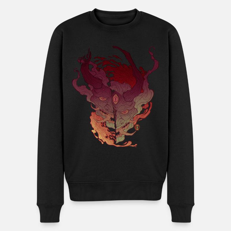 Dreiäugiger Oni-Dämon - Männer Premium Bio Pullover - Schwarz